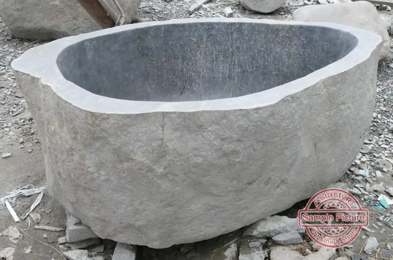 Product image 5 of the product “Riverstone basin, natural surface, polished inside. Dia approx 141-150cm Height 61-70cm ”